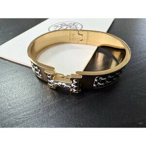 Hermes Clic H Cheval Pixel Enamel Black White print Hardware Bracelet Cuff